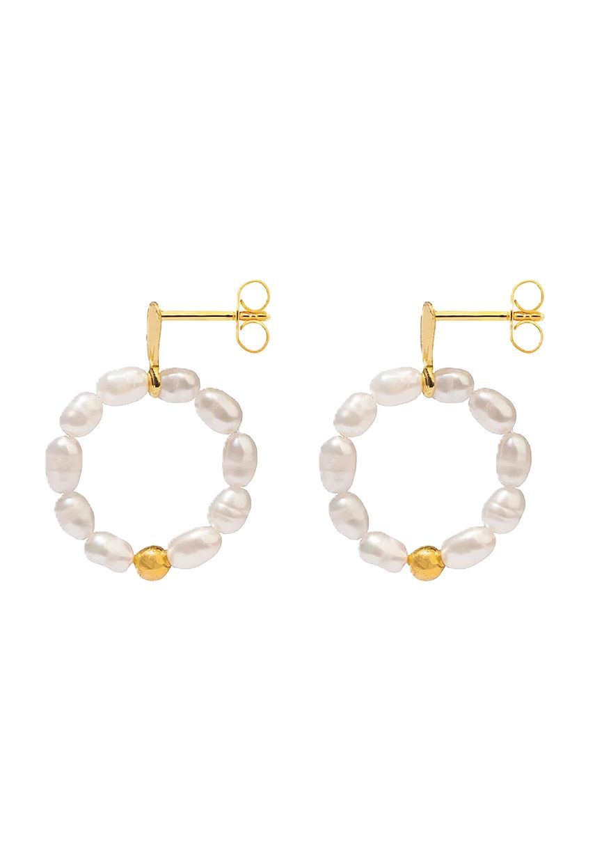 Süßwasserperlen Creolen Ohrringe in Silber