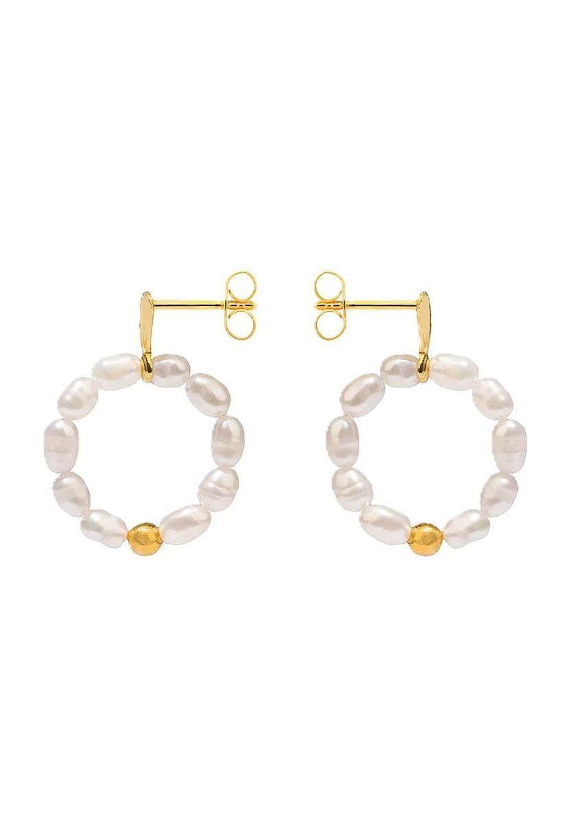 Süßwasserperlen Creolen Ohrringe in Silber