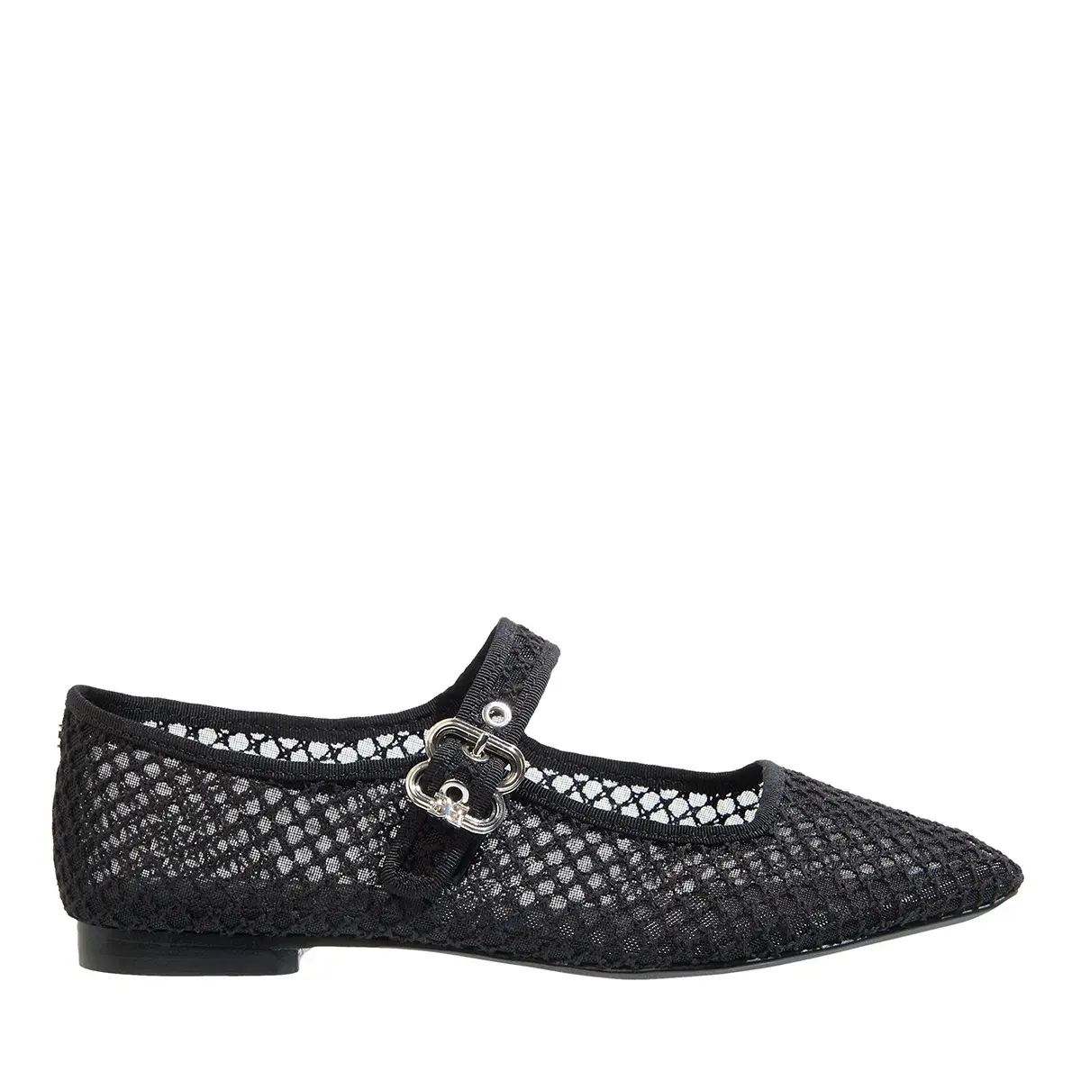 Schwarze Mesh Mary Jane Ballerinas
