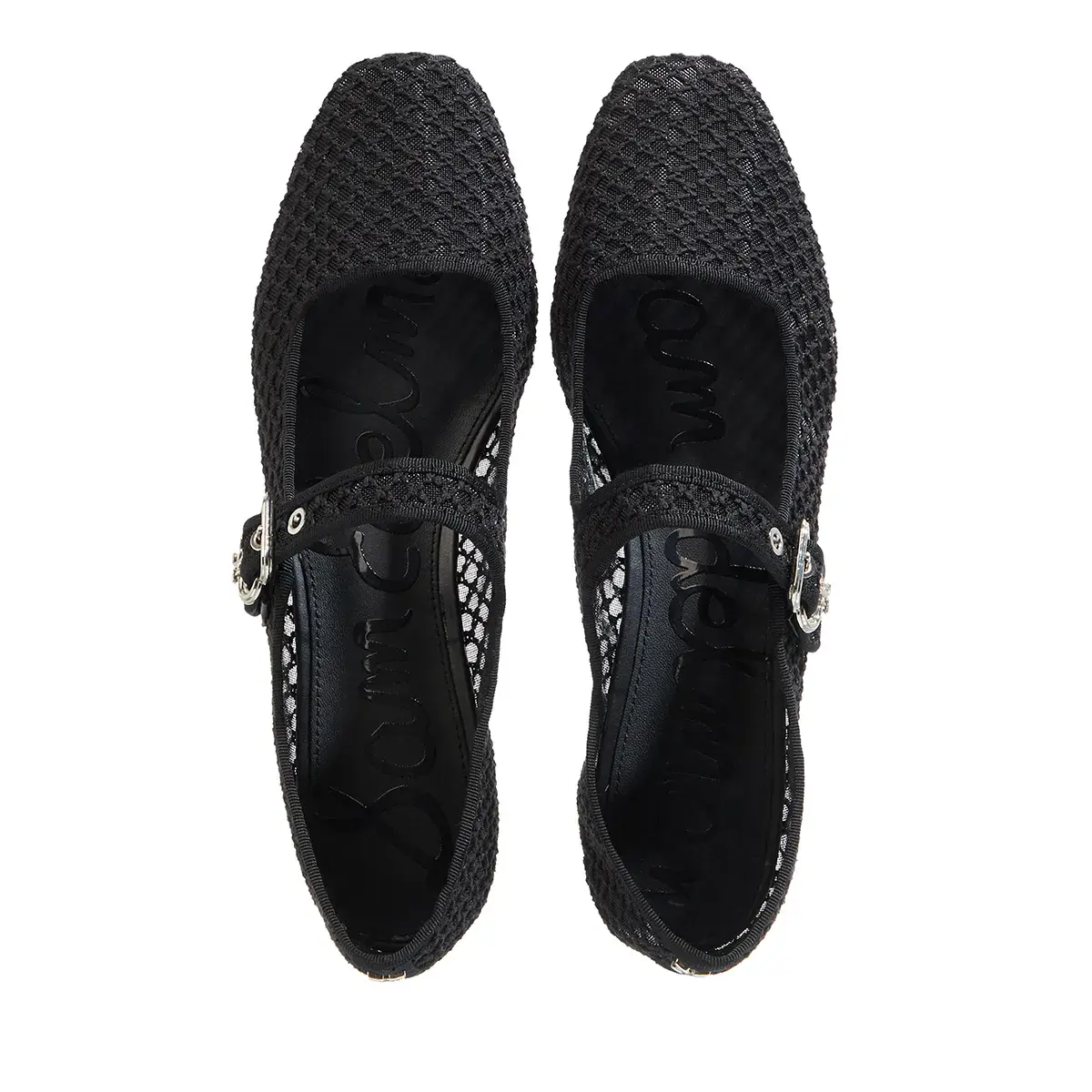 Schwarze Mesh Mary Jane Ballerinas