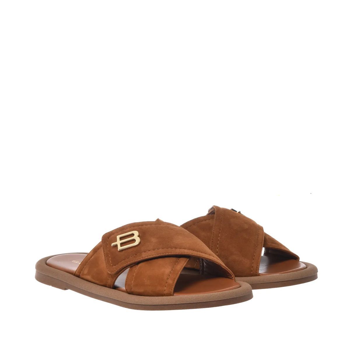 Wildleder-Sandalen mit gekreuzten Riemen