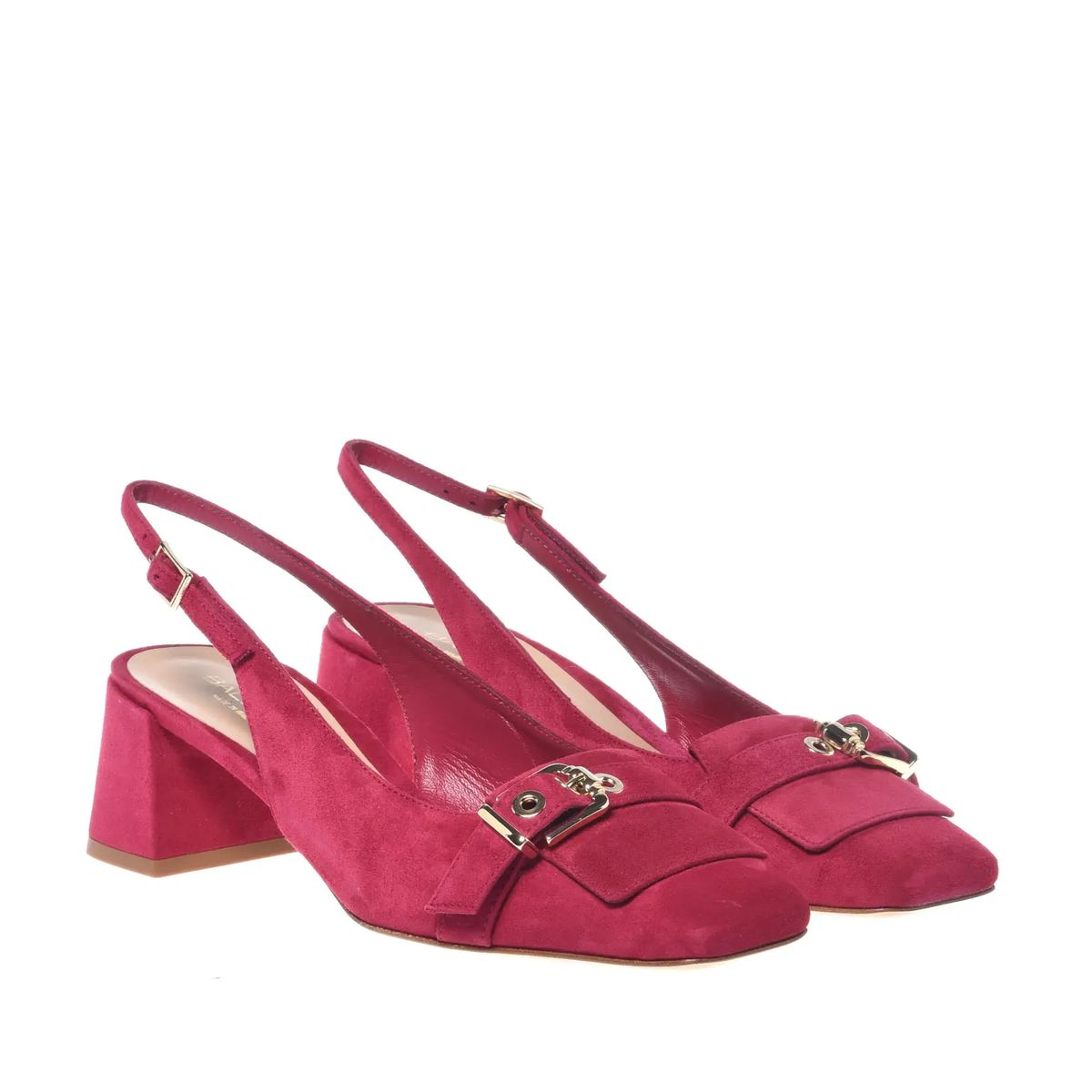 Slingback Pumps mit Blockabsatz aus Wildleder