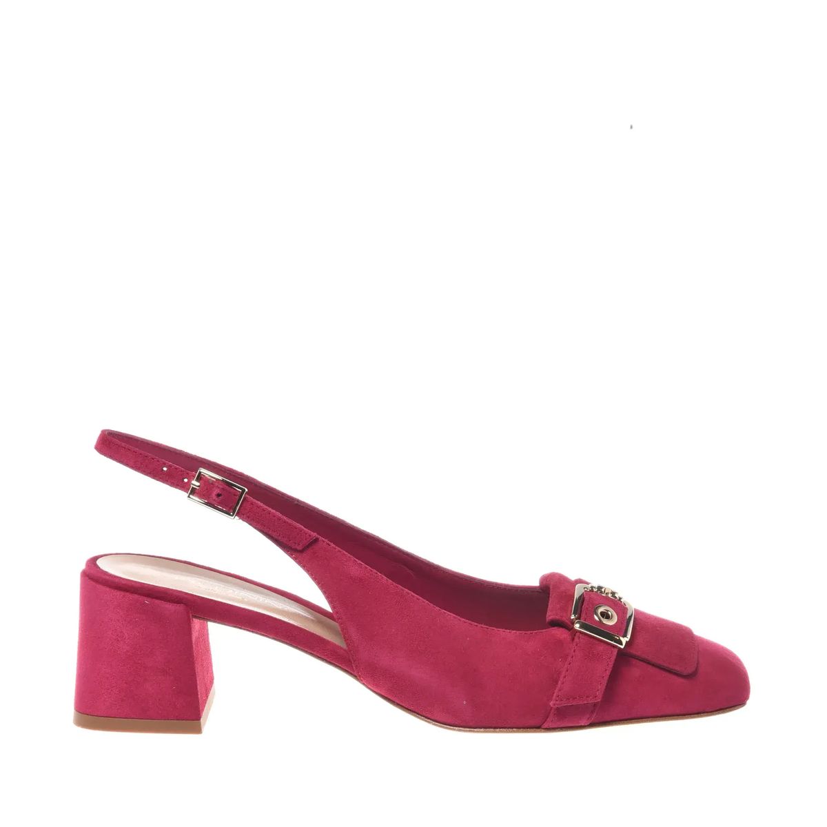 Slingback Pumps mit Blockabsatz aus Wildleder