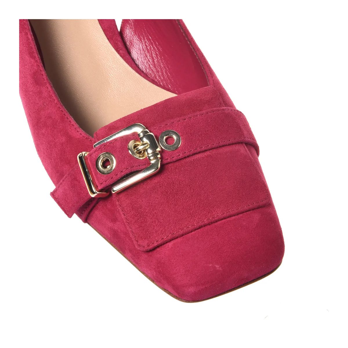 Slingback Pumps mit Blockabsatz aus Wildleder