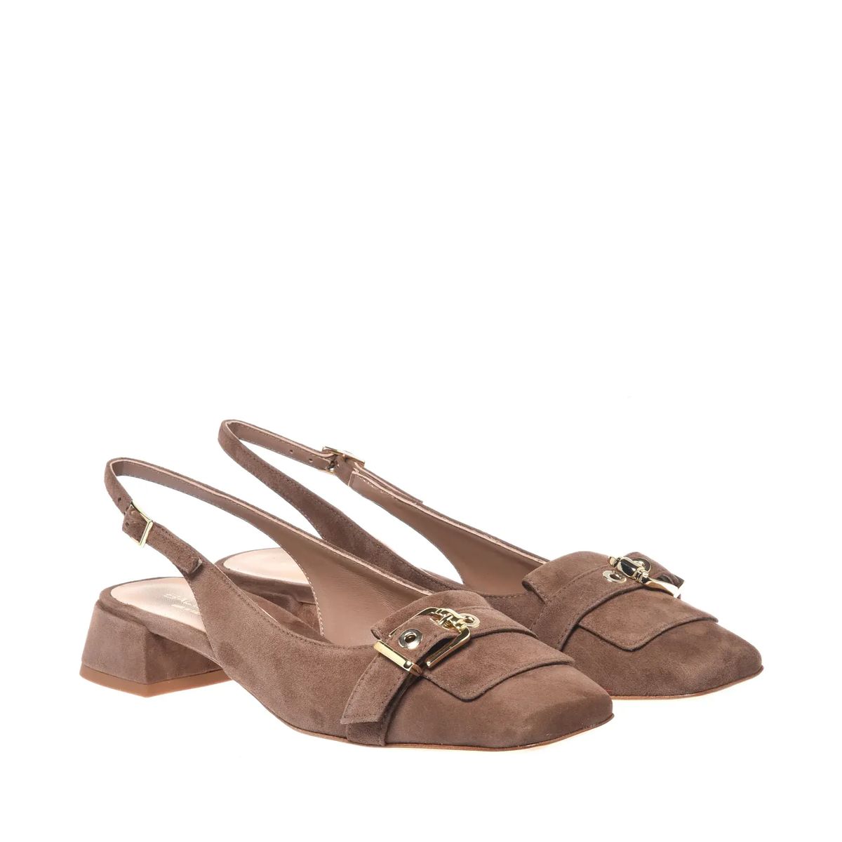 Wildleder Slingback Loafer mit Blockabsatz