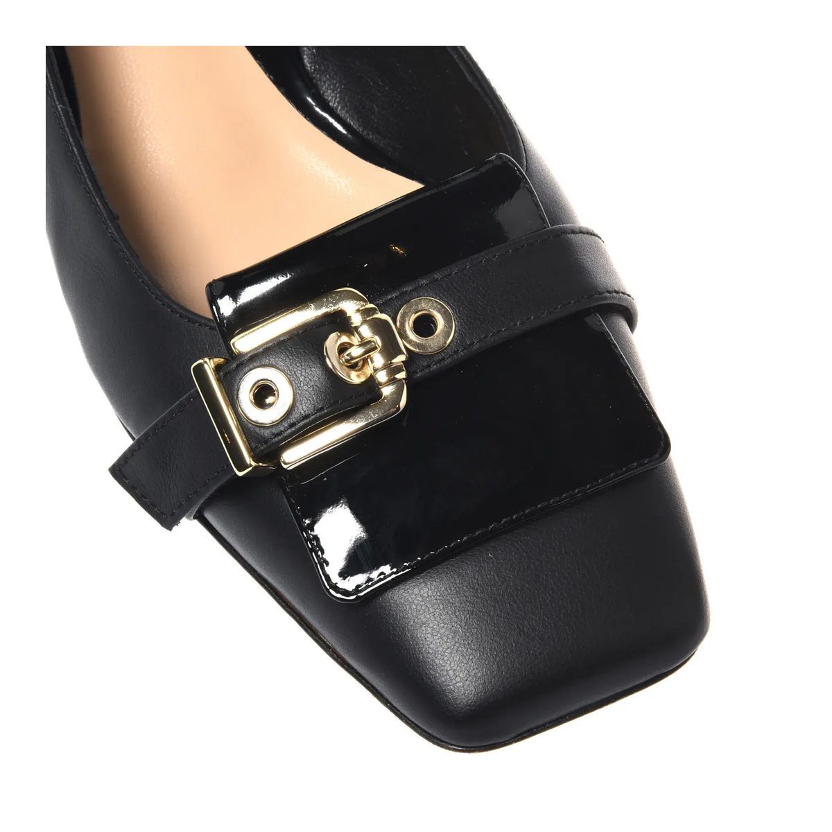 Schwarze Slingback-Pumps mit Blockabsatz aus Leder