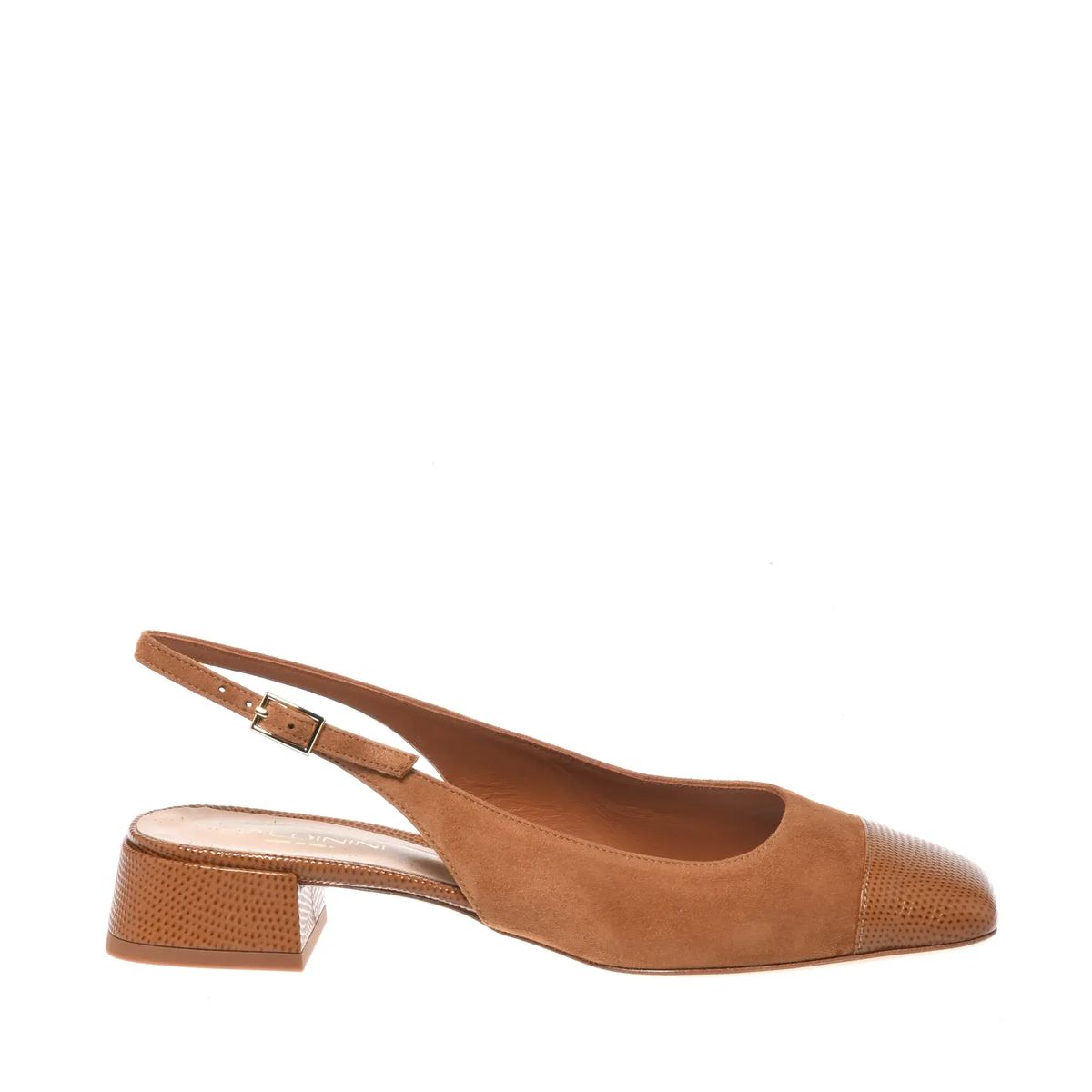 Braune Slingback Pumps mit Blockabsatz