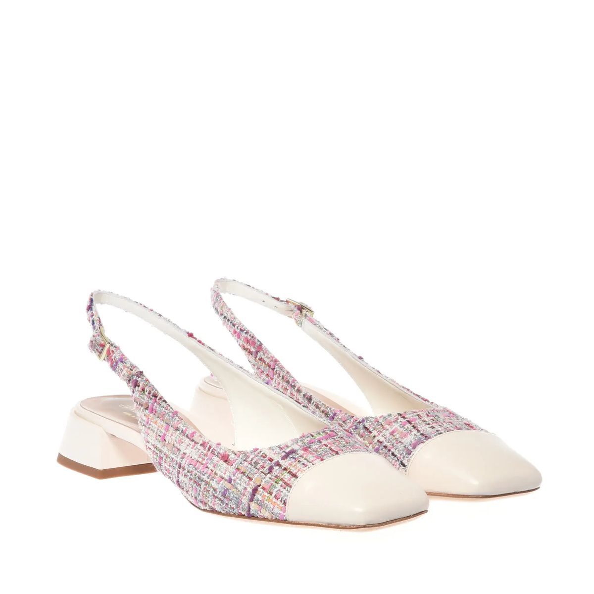 Tweed Slingback Pumps mit Kappe
