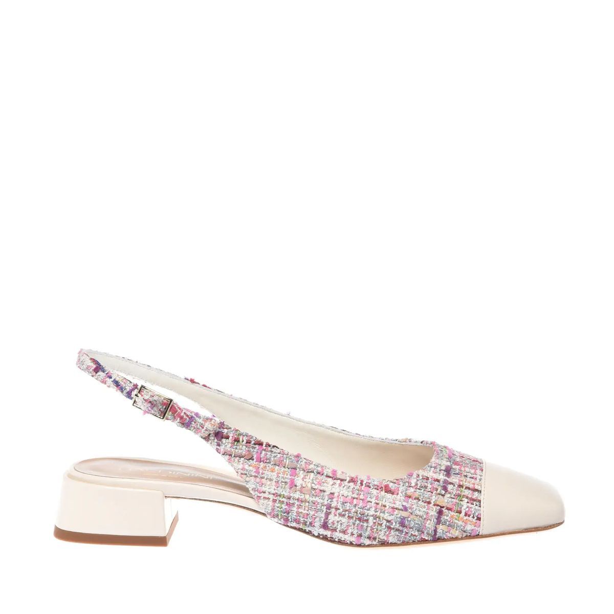 Tweed Slingback Pumps mit Kappe