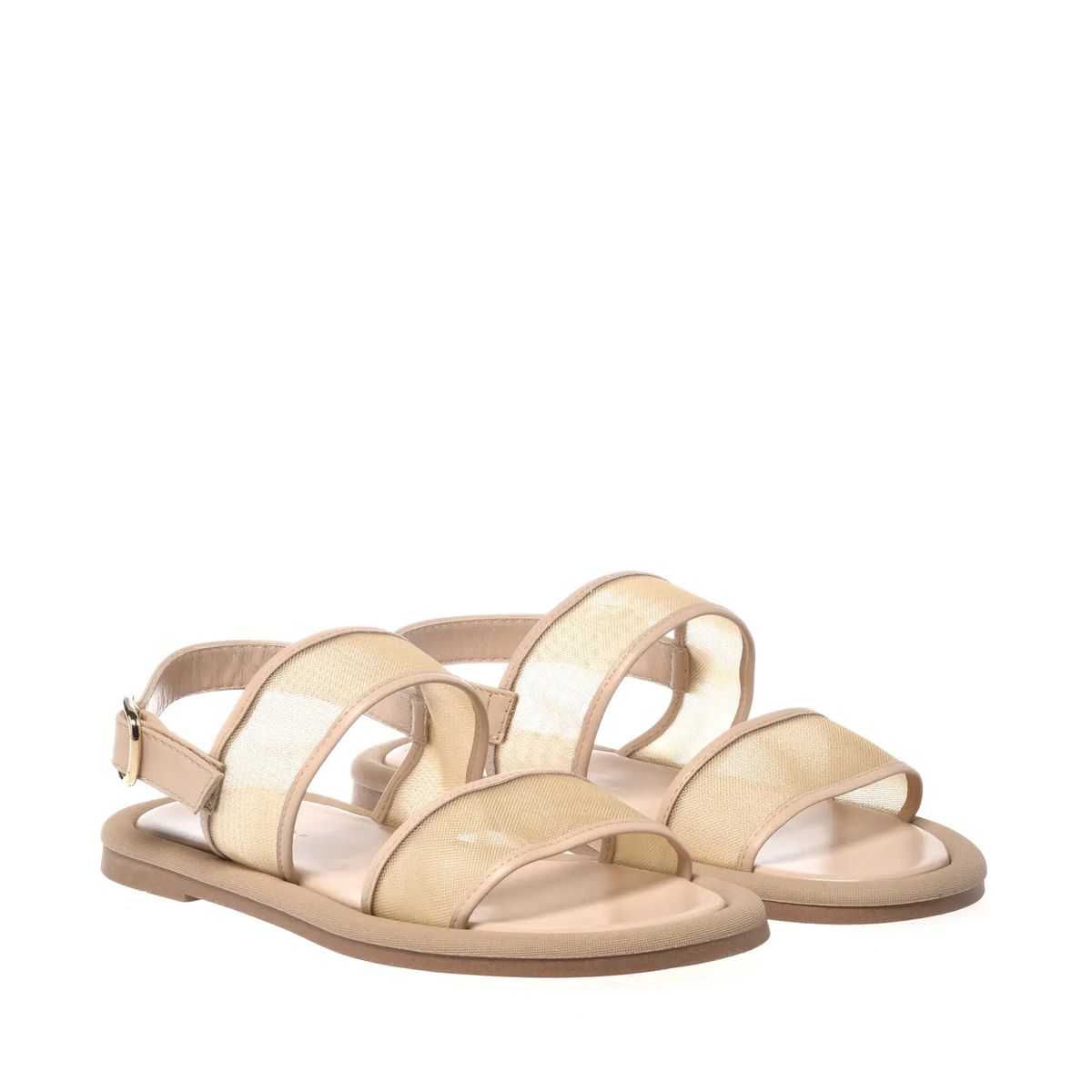 Beige Mesh Sandale mit zwei Riemen