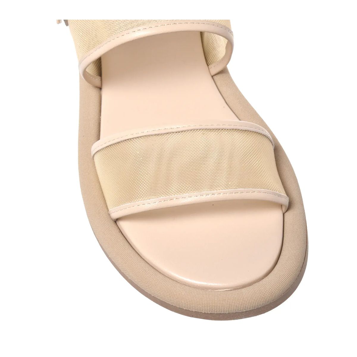 Beige Mesh Sandale mit zwei Riemen