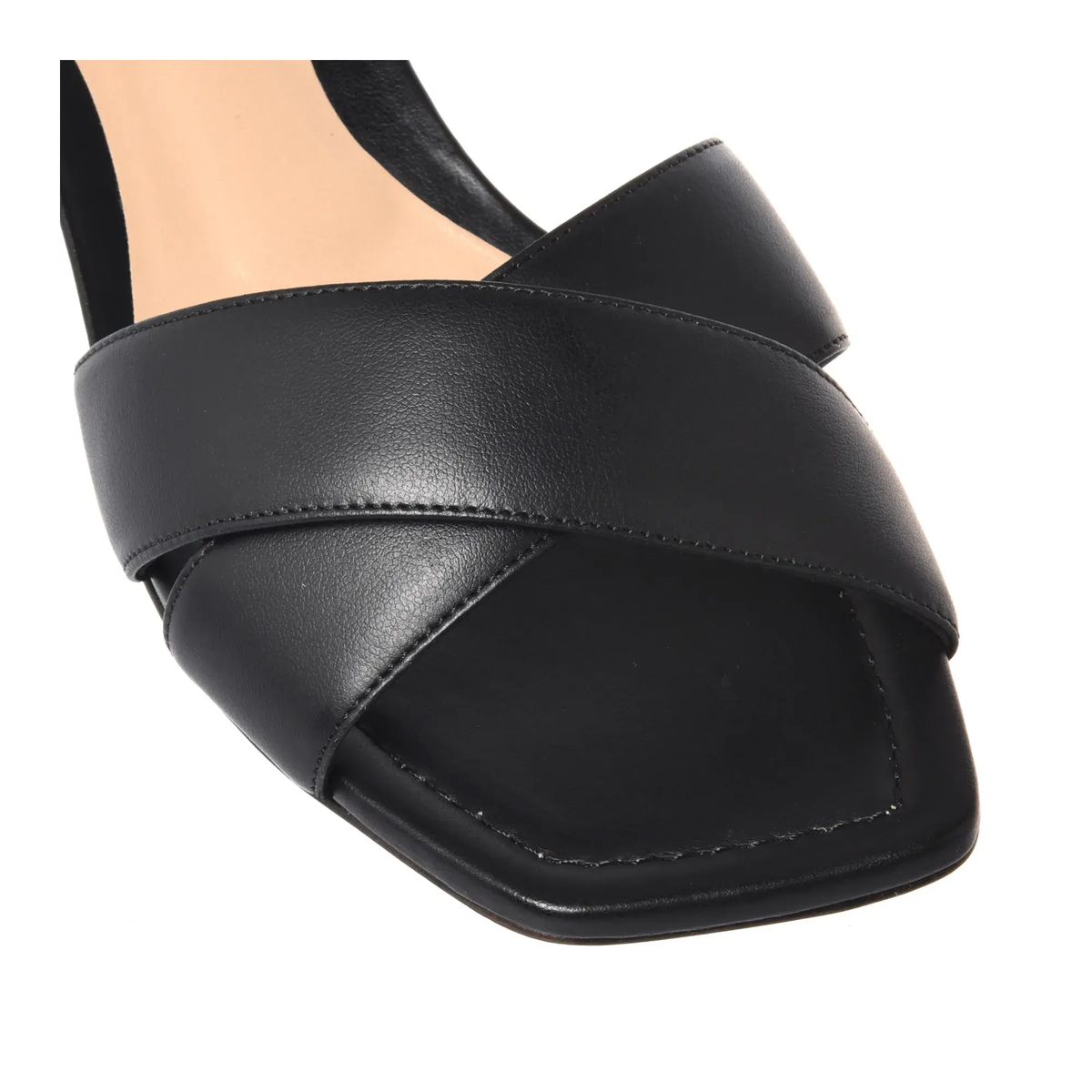 Schwarze Ledersandalen mit Knöchelriemen