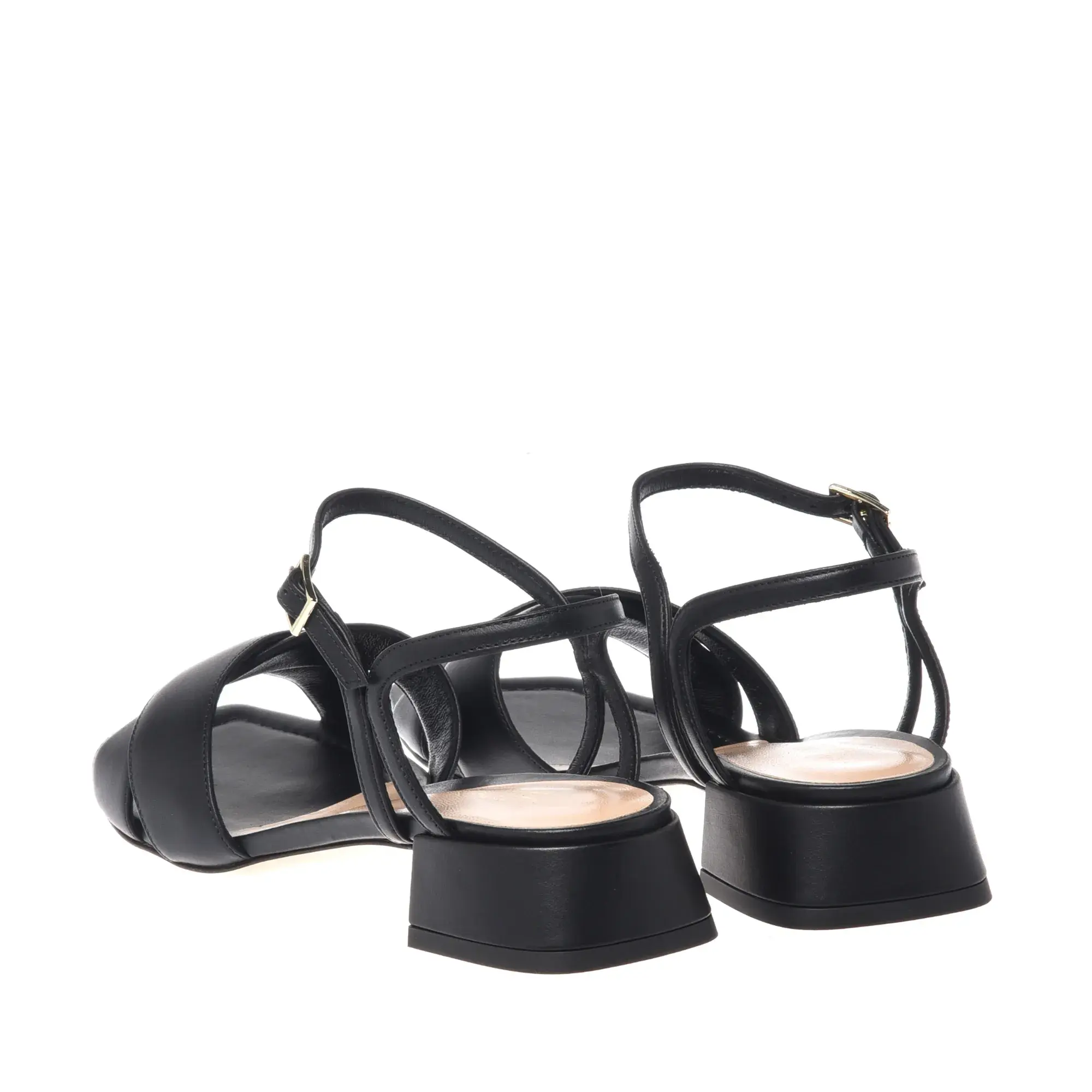 Schwarze Ledersandalen mit Knöchelriemen
