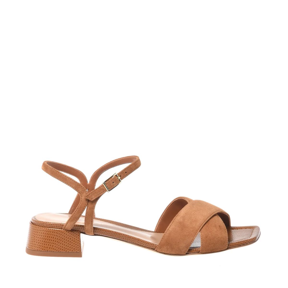Wildleder Sandalen mit Knöchelriemen und Blockabsatz