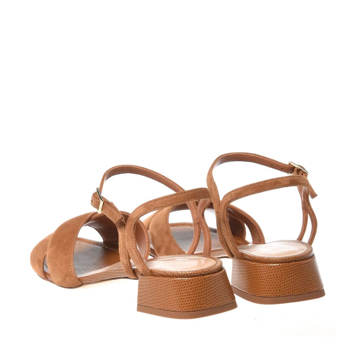 Wildleder Sandalen mit Knöchelriemen und Blockabsatz