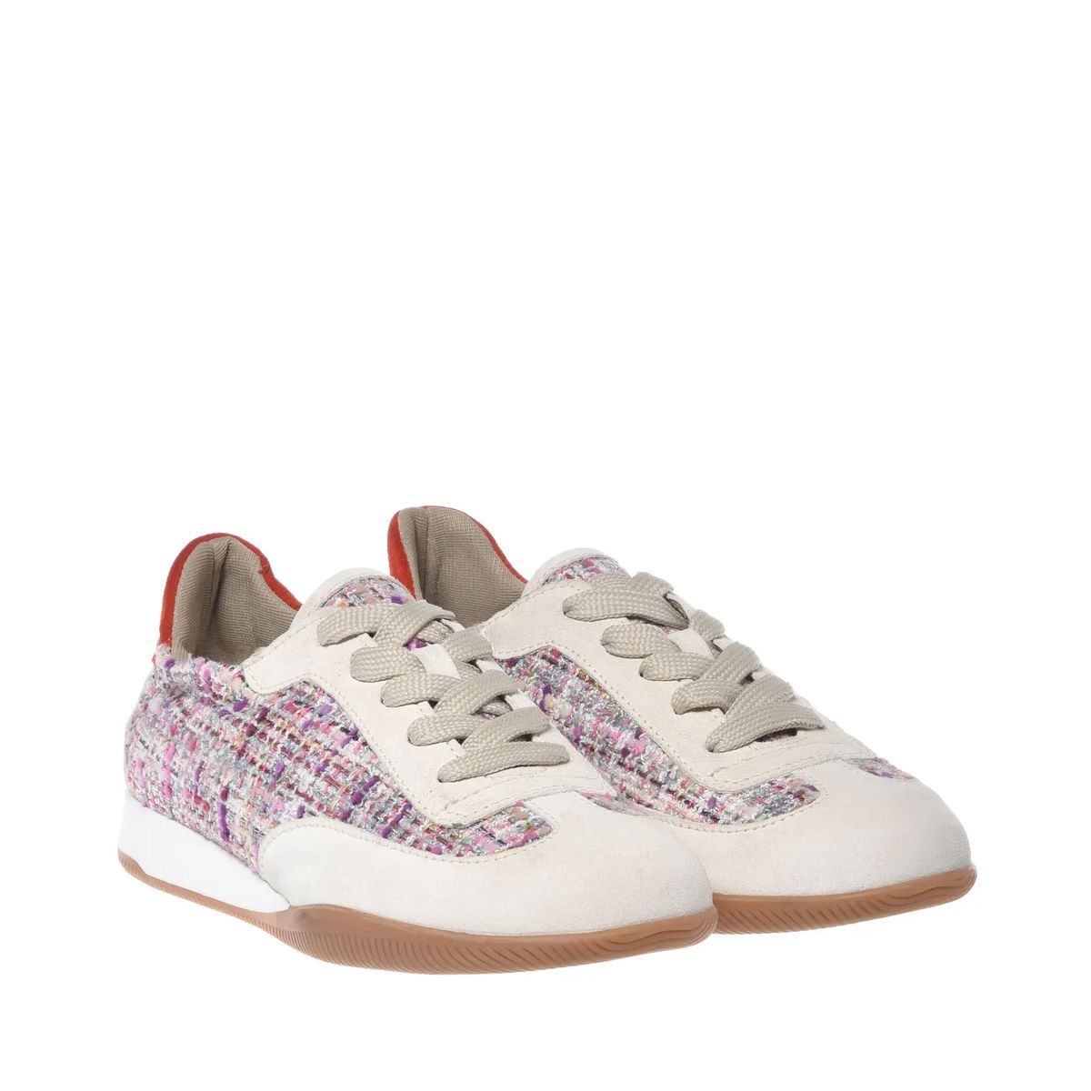 Multicolor Tweed Wildleder Schnürschuhe