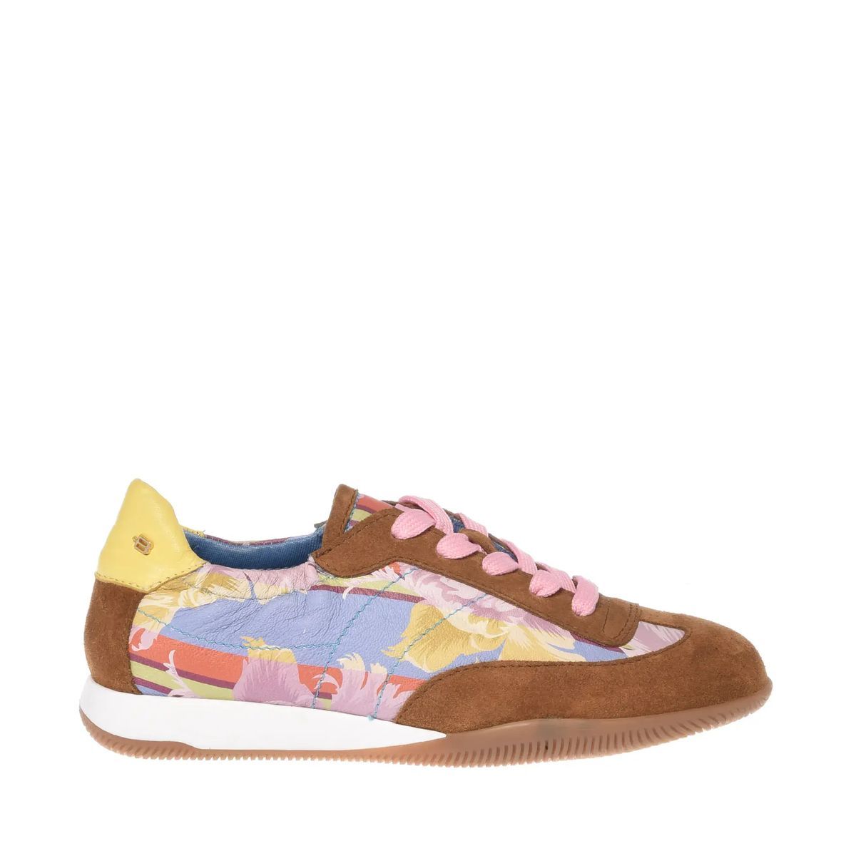 Braune Wildleder-Sneakers mit Blumendruck