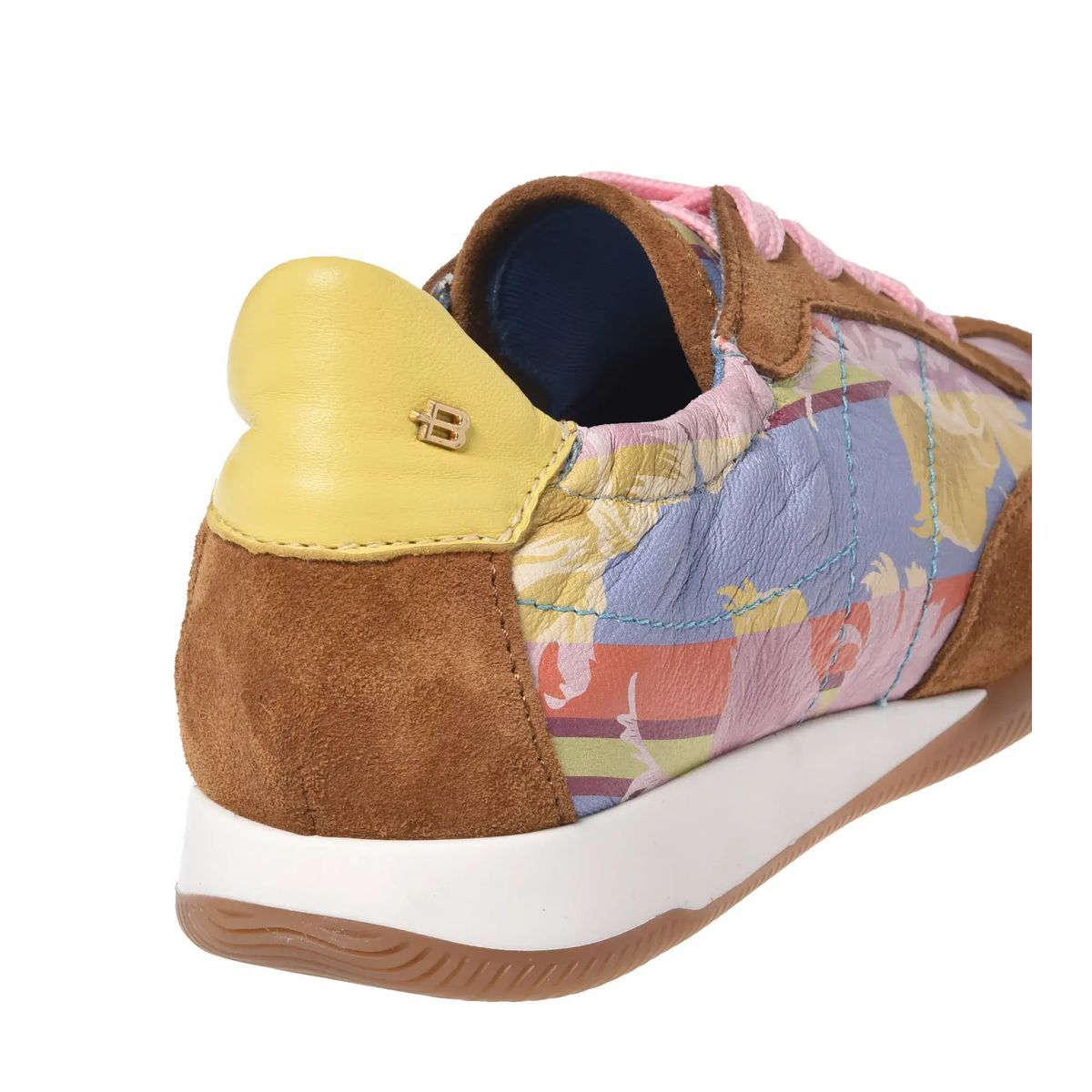 Braune Wildleder-Sneakers mit Blumendruck