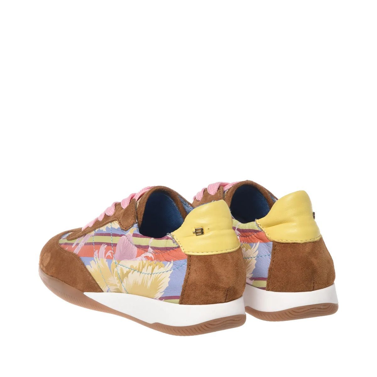Braune Wildleder-Sneakers mit Blumendruck