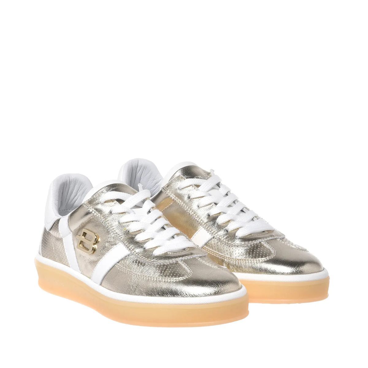 Metallic Leder Low-Top Mode-Sneaker