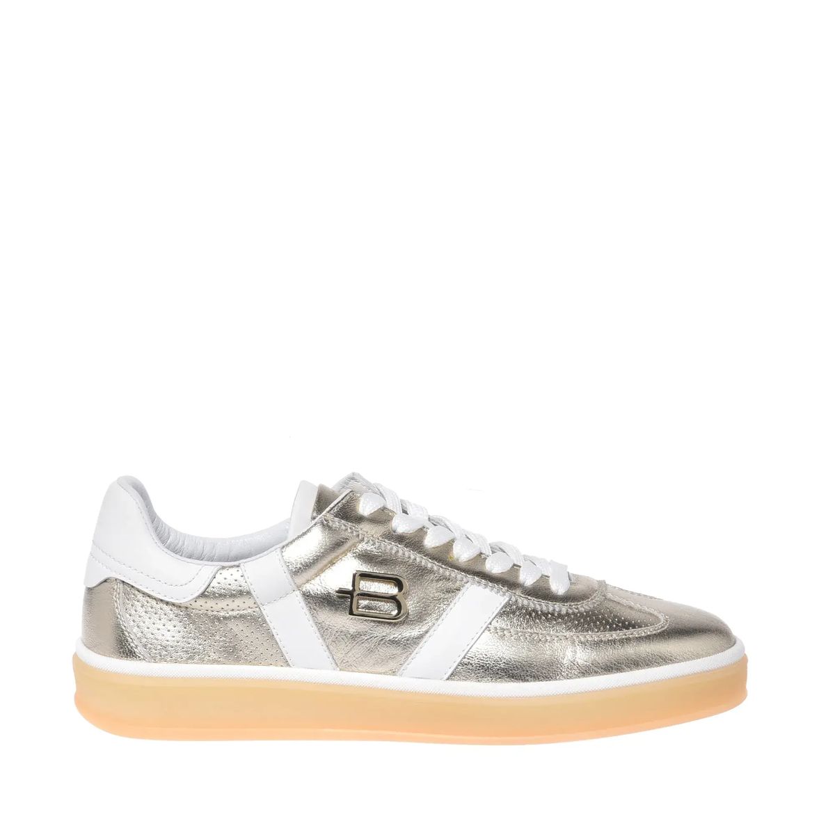 Metallic Leder Low-Top Mode-Sneaker