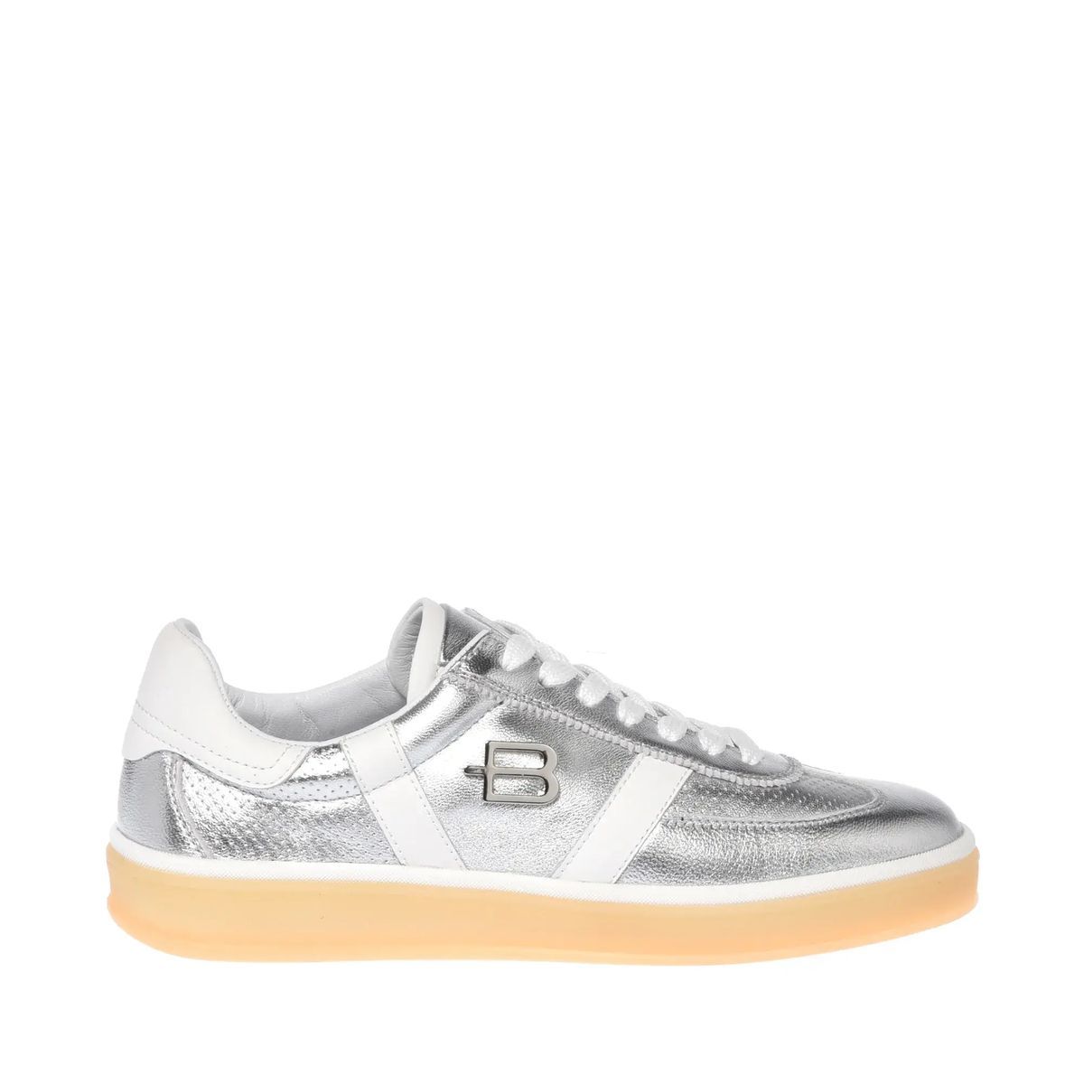 Silberne metallische Low-Top-Sneakers