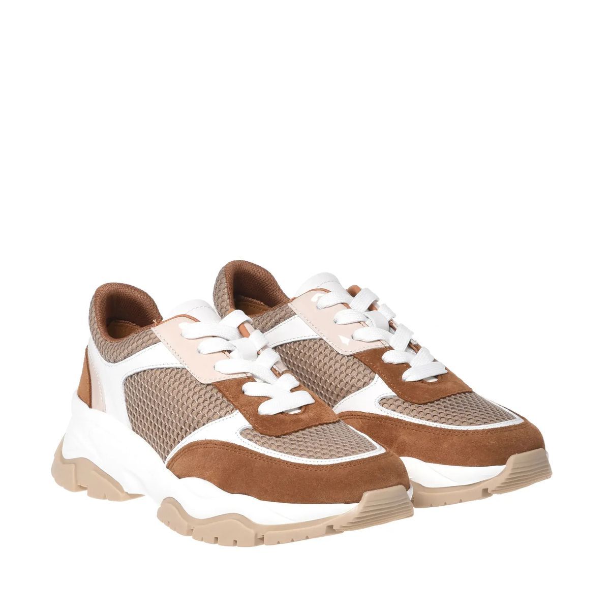 Braunfarbene Sneaker aus Wildleder und Mesh
