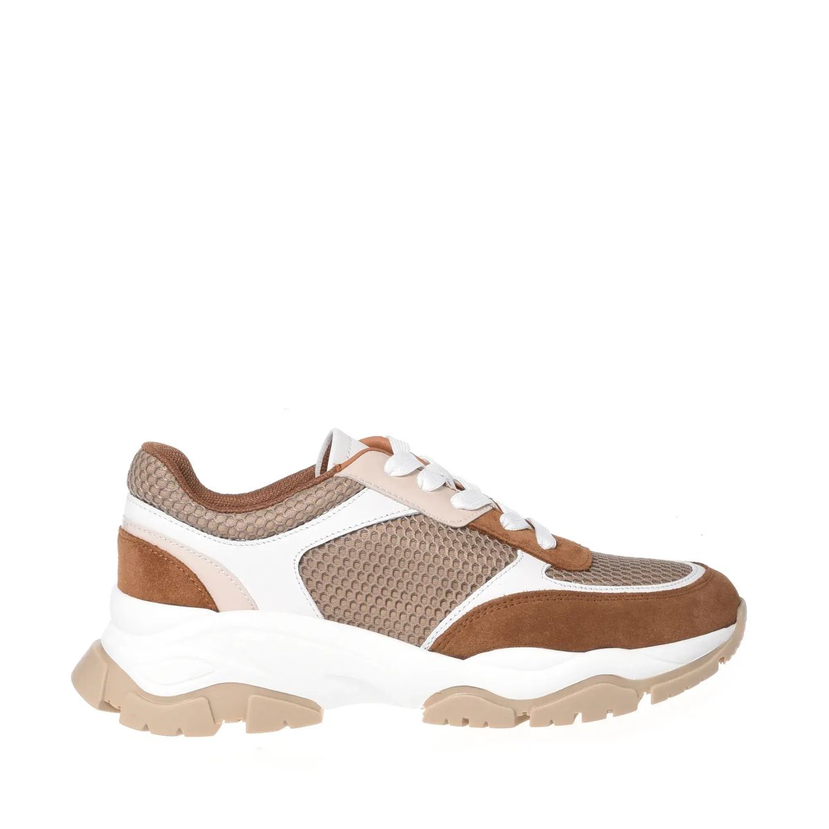Braunfarbene Sneaker aus Wildleder und Mesh
