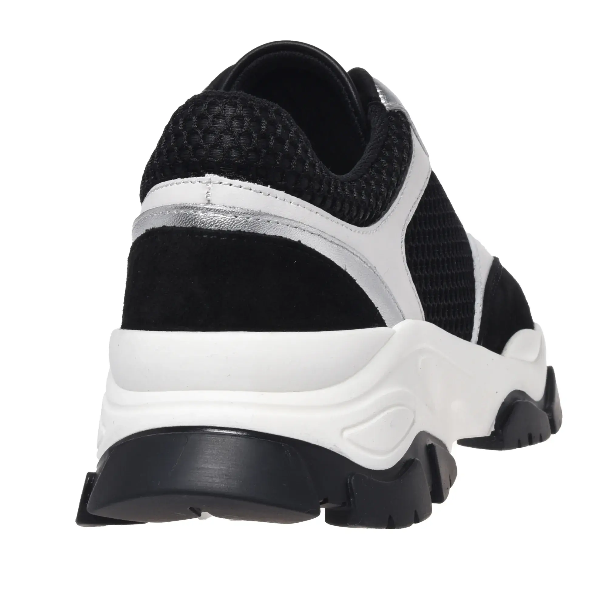 Schwarze und silberne Plateau-Sneakers