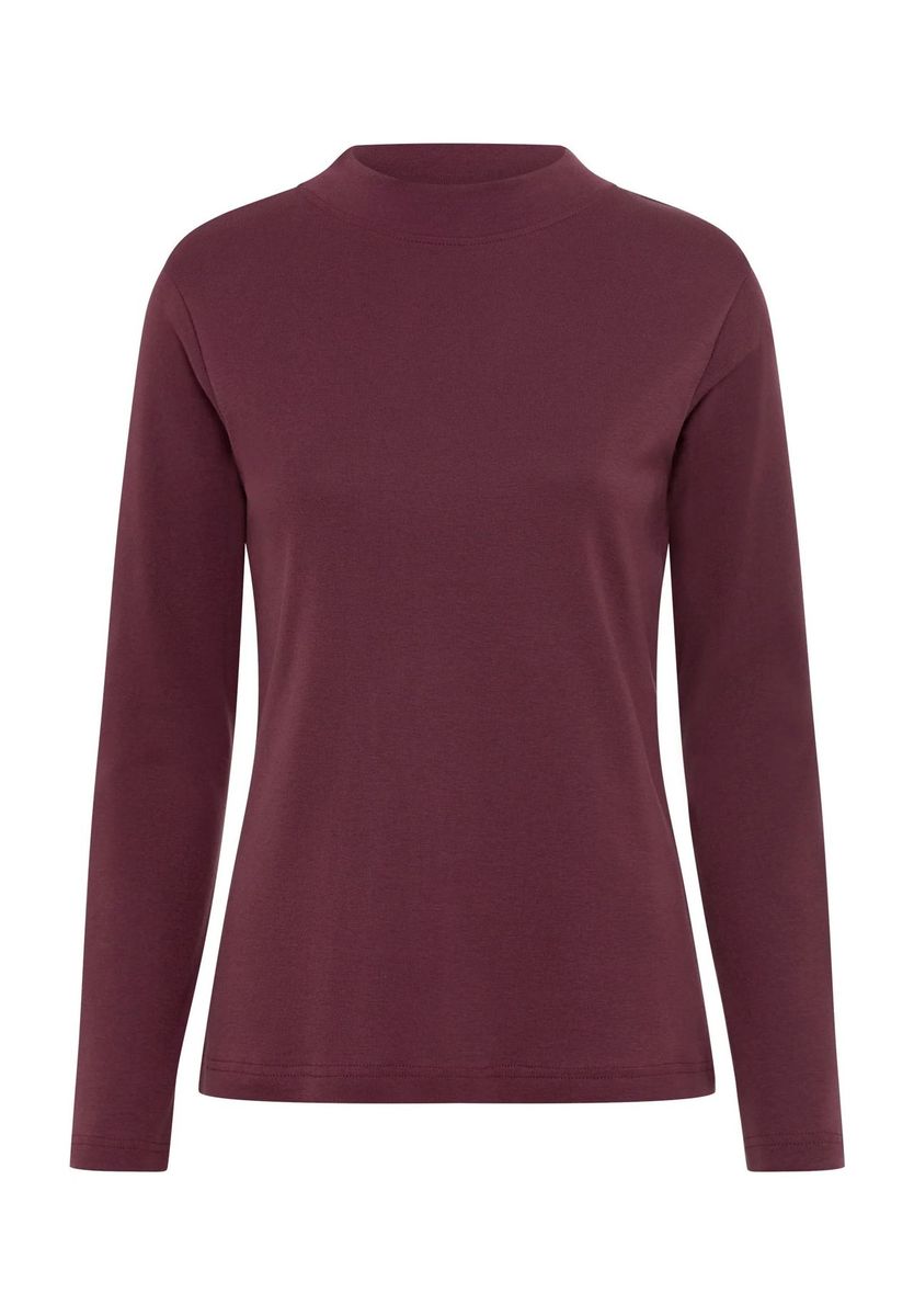 Burgunderrotes Langarmshirt mit Stehkragen