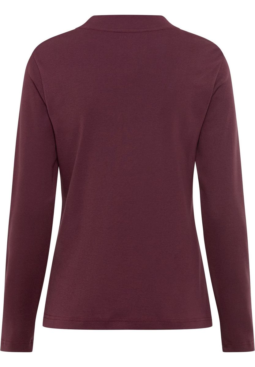 Burgunderrotes Langarmshirt mit Stehkragen