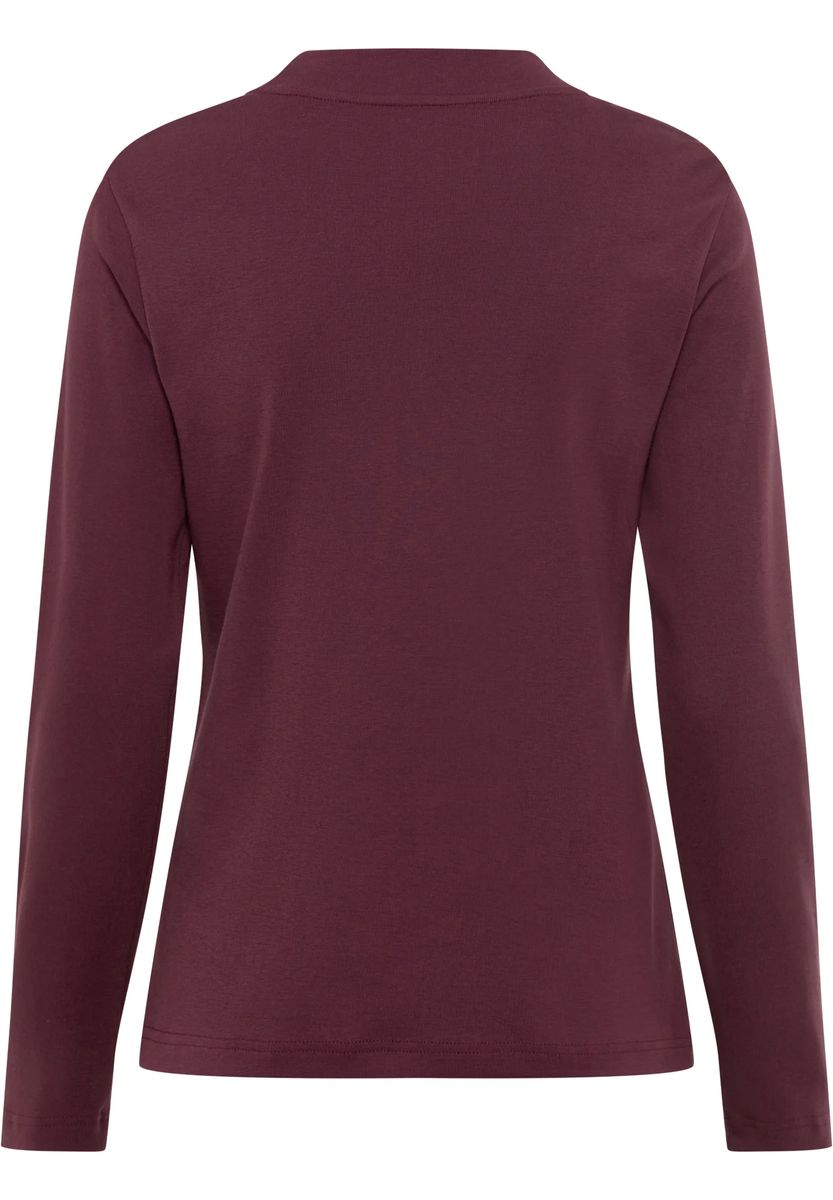 Burgunderrotes Langarmshirt mit Stehkragen