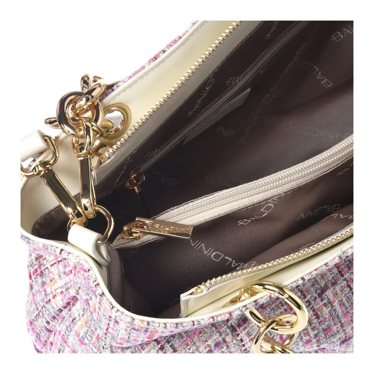 Tweed-Henkeltasche mit Schulterriemen