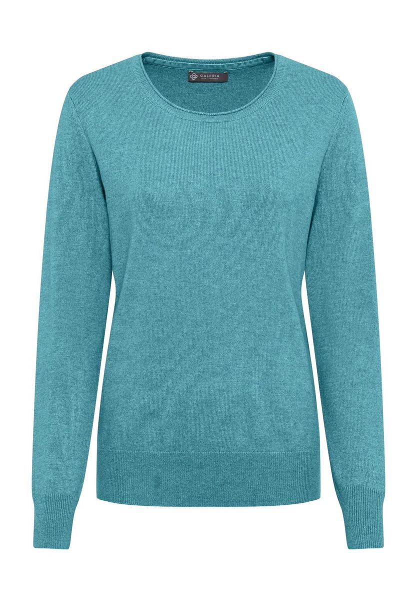 GALERIA Seide-Kaschmir Pullover "Madrid", Rundhals-Ausschnitt, für Damen, türkis, 38