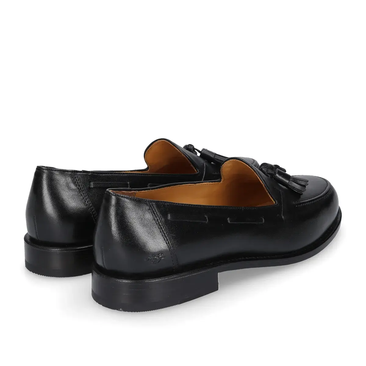 Klassischer Leder Slipper mit Quasten in Schwarz