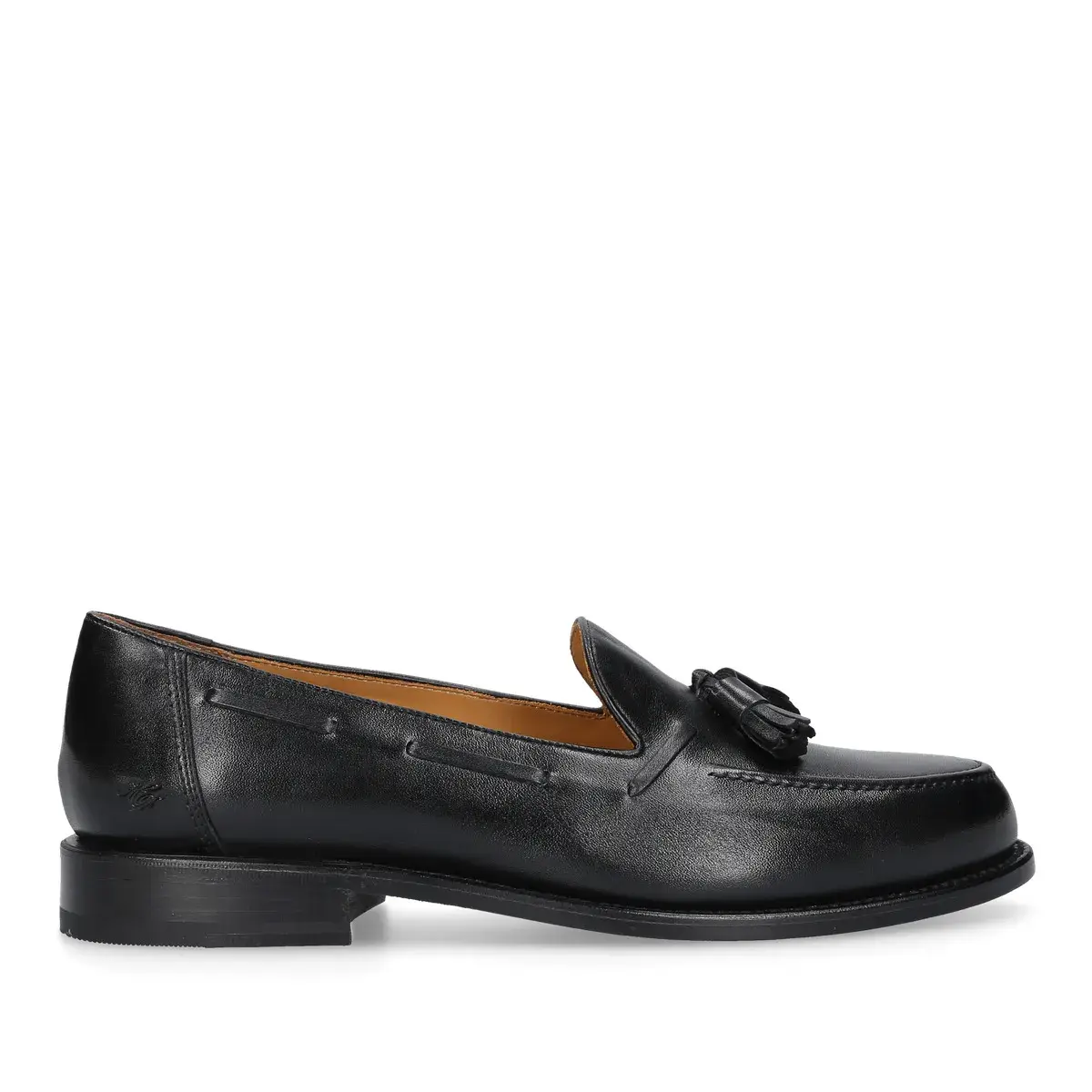 Klassischer Leder Slipper mit Quasten in Schwarz