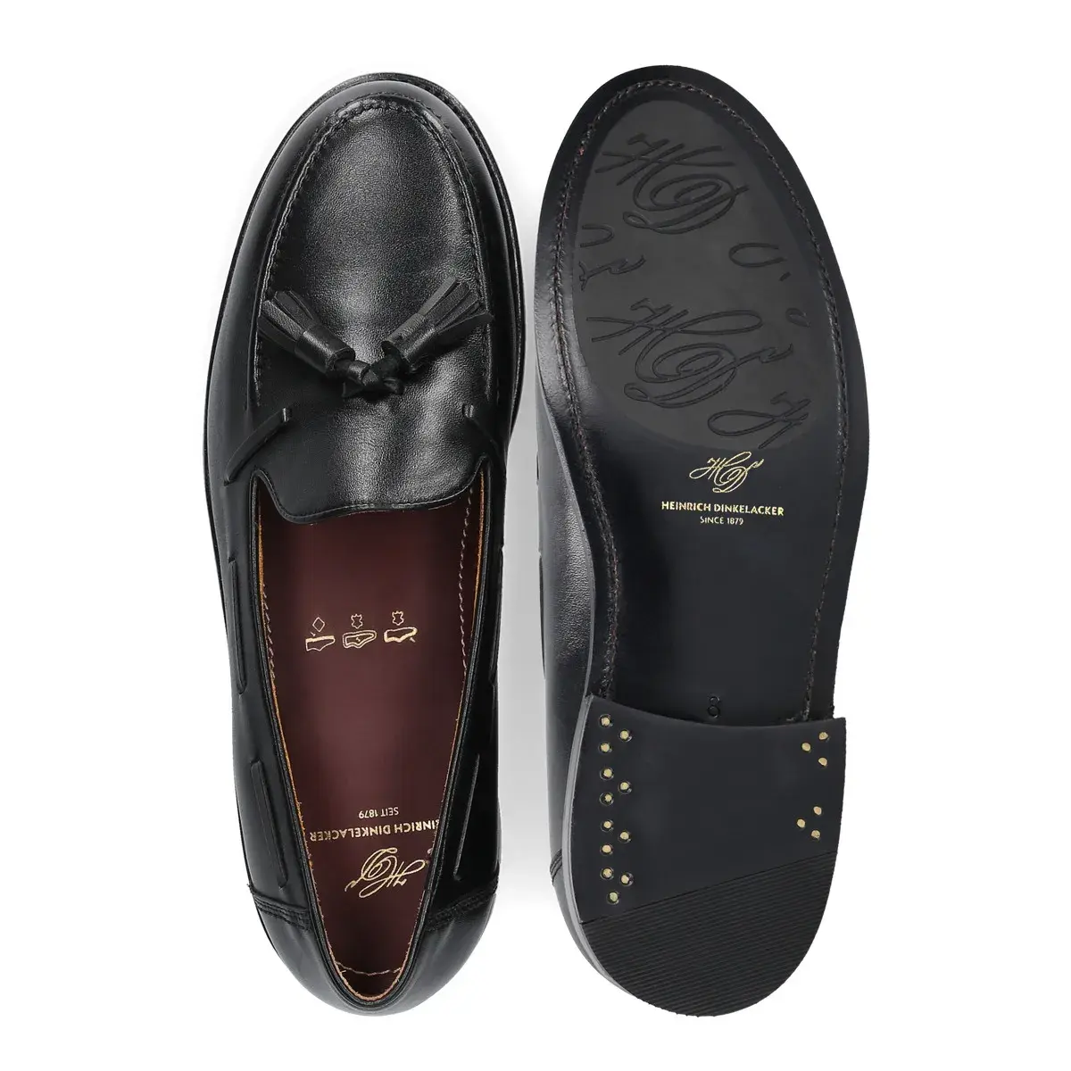 Klassischer Leder Slipper mit Quasten in Schwarz