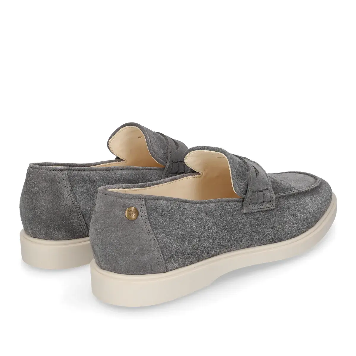 Graue Penny Loafer aus Wildleder