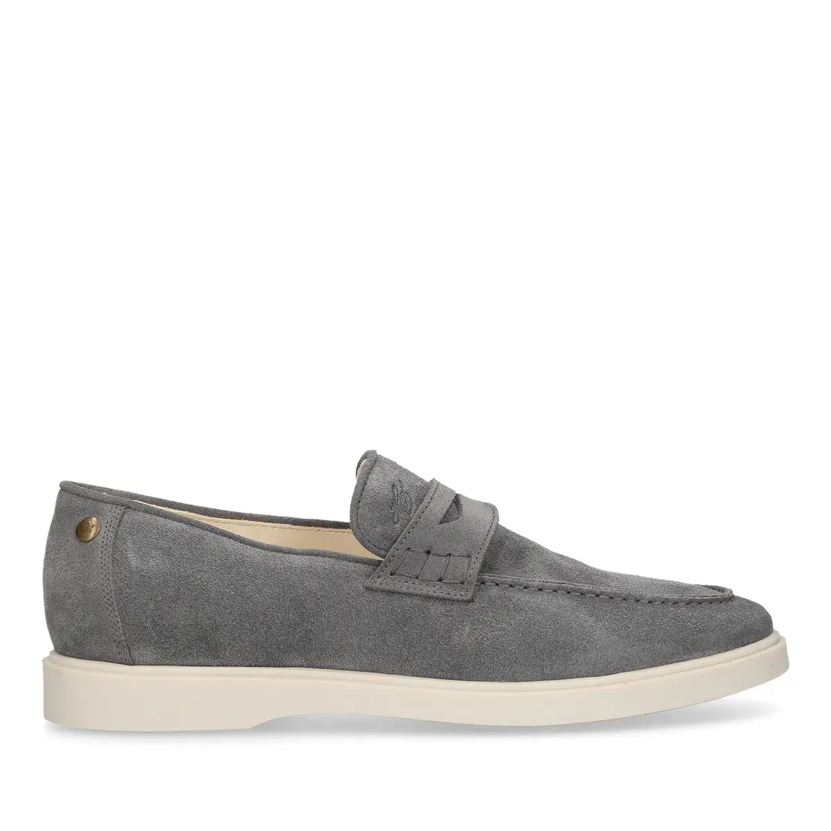 Graue Penny Loafer aus Wildleder
