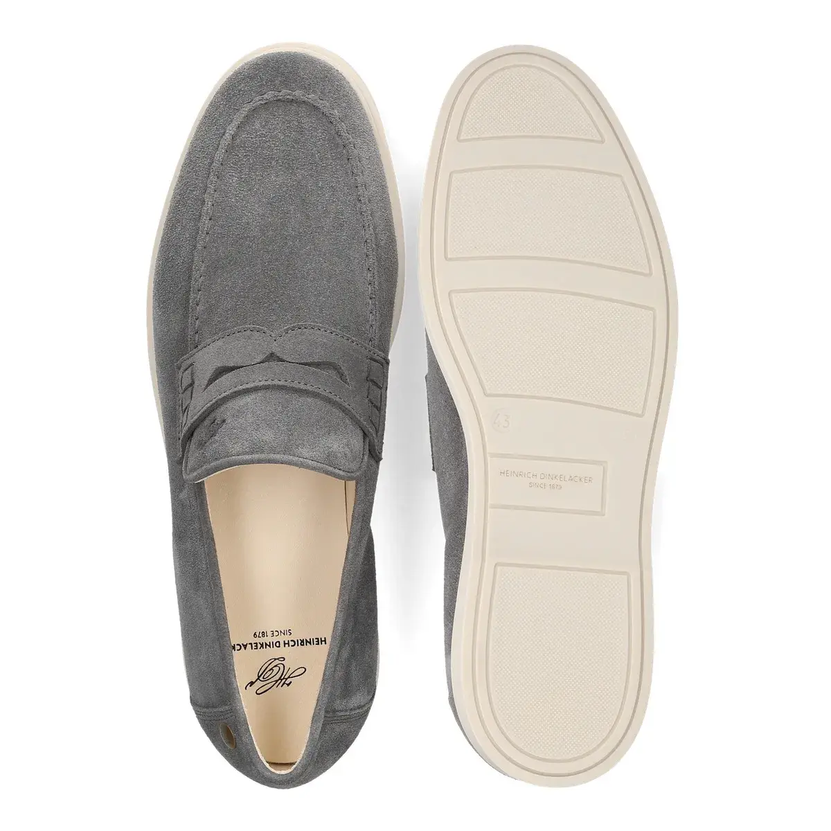 Graue Penny Loafer aus Wildleder
