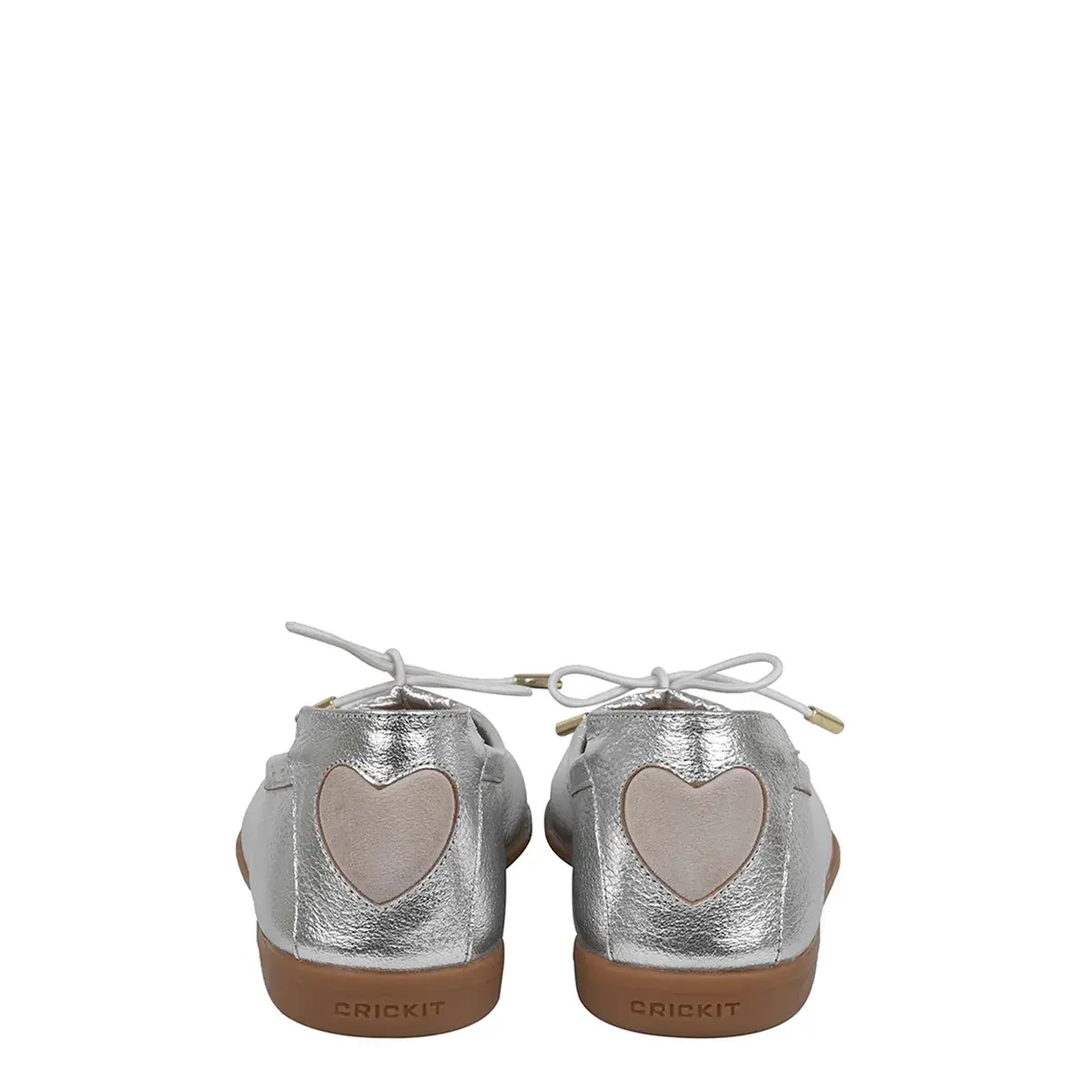 Silberne Ballerinas aus Leder mit Herz