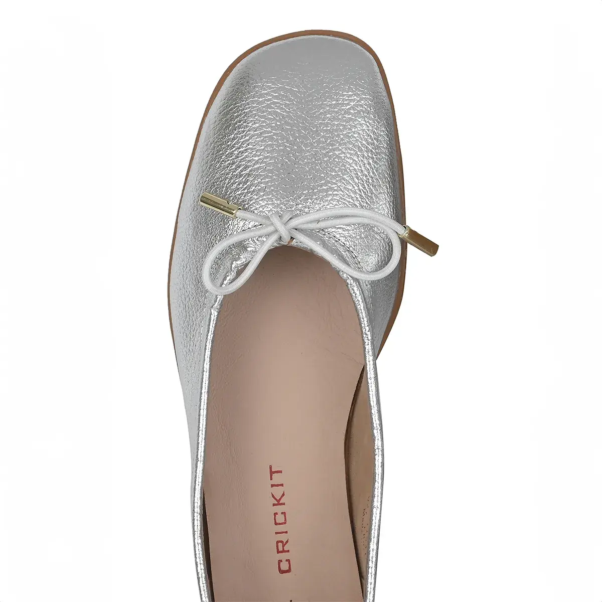Silberne Ballerinas aus Leder mit Herz