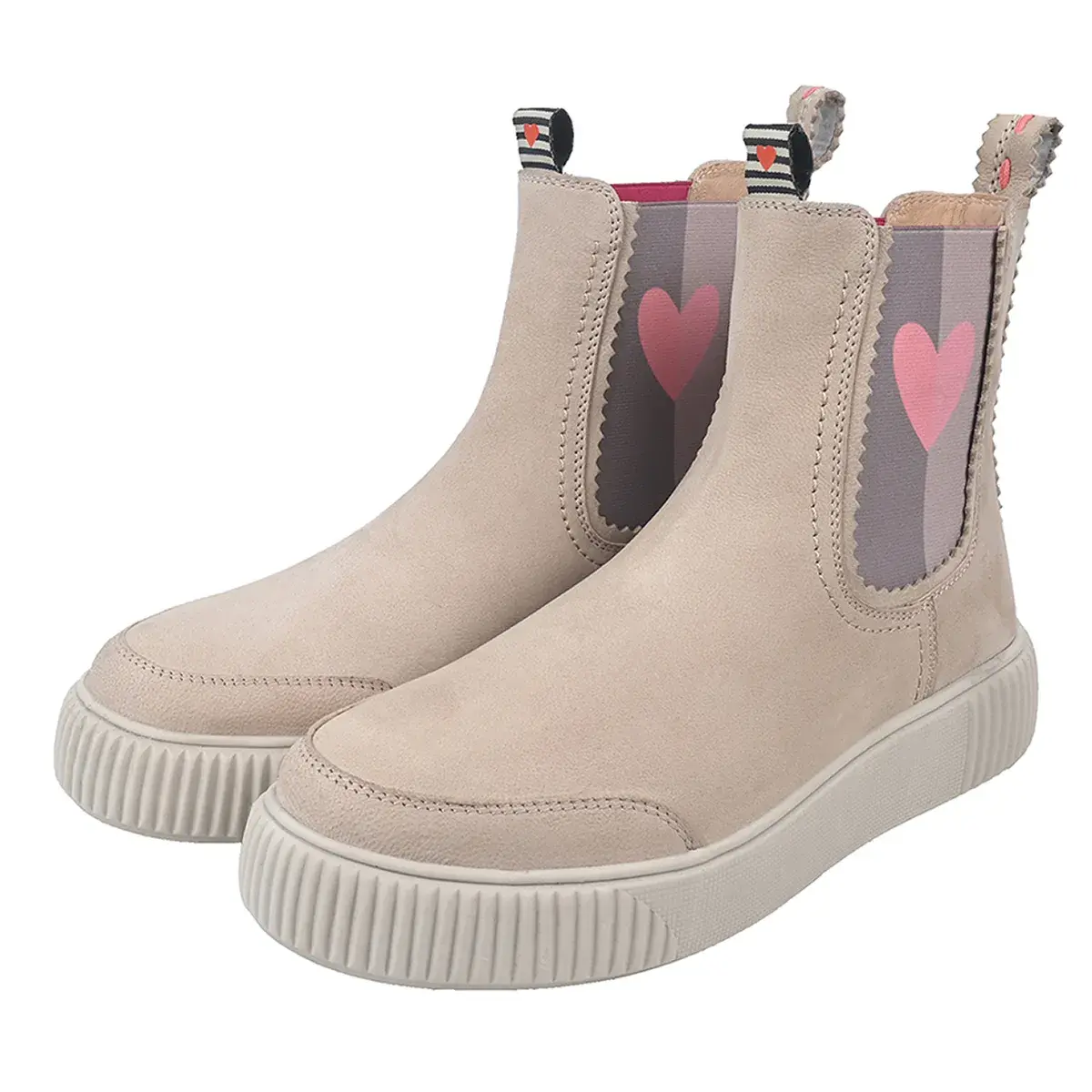 Beige Nubuk Chelsea Boots für Damen
