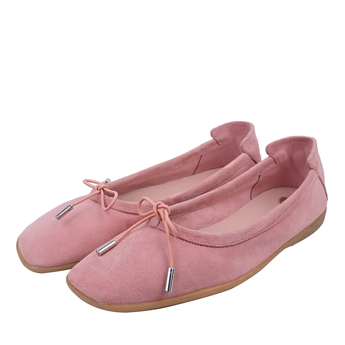 Ballerinas aus Wildleder mit Schleife