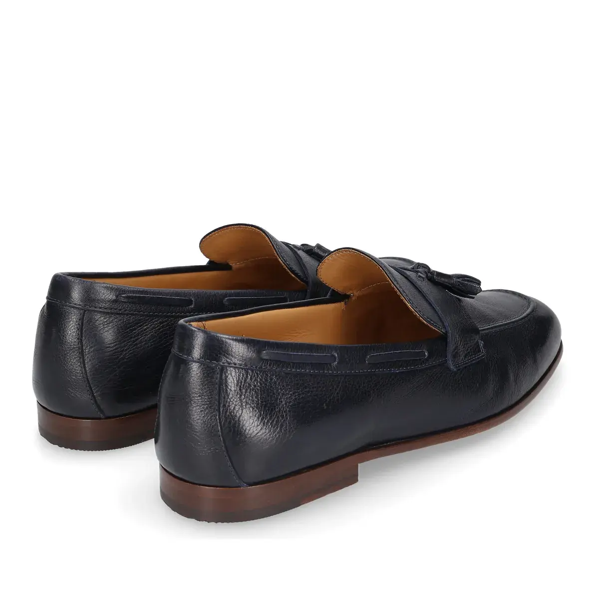 Marineblaue Leder-Tassel-Loafer Amalfi Plain
