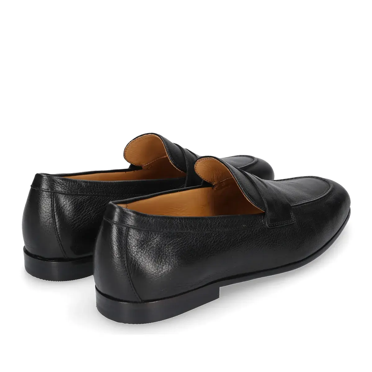 Schwarzer Leder Penny Loafer Amalfi Plain