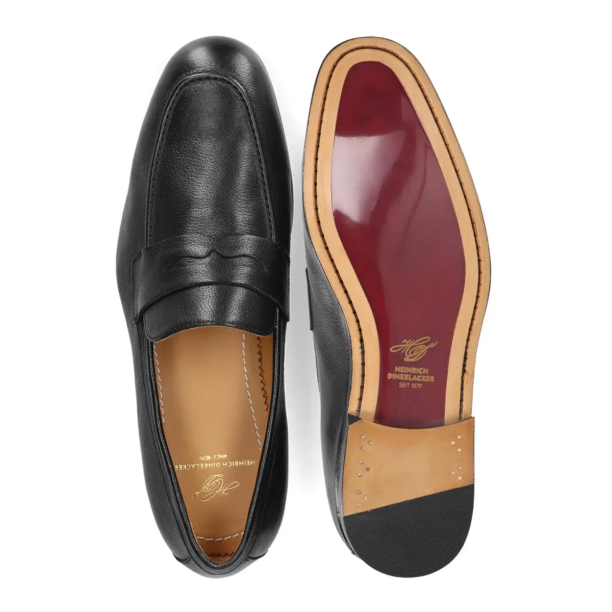 Schwarzer Leder Penny Loafer Amalfi Plain