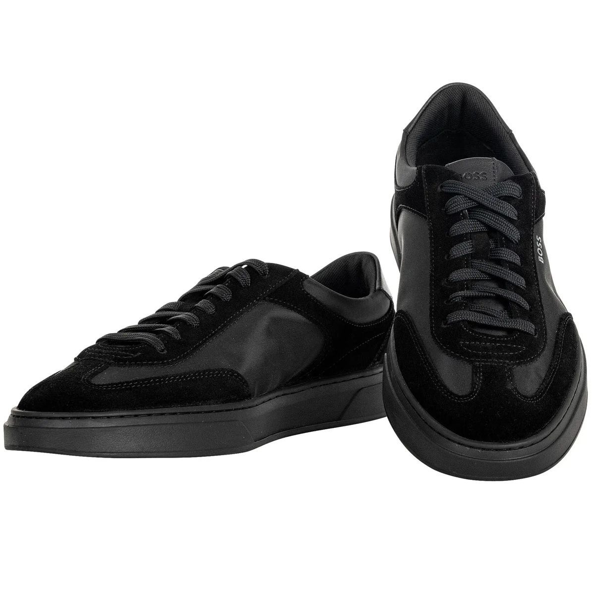 Schwarze Wildleder- & Ledersneakers