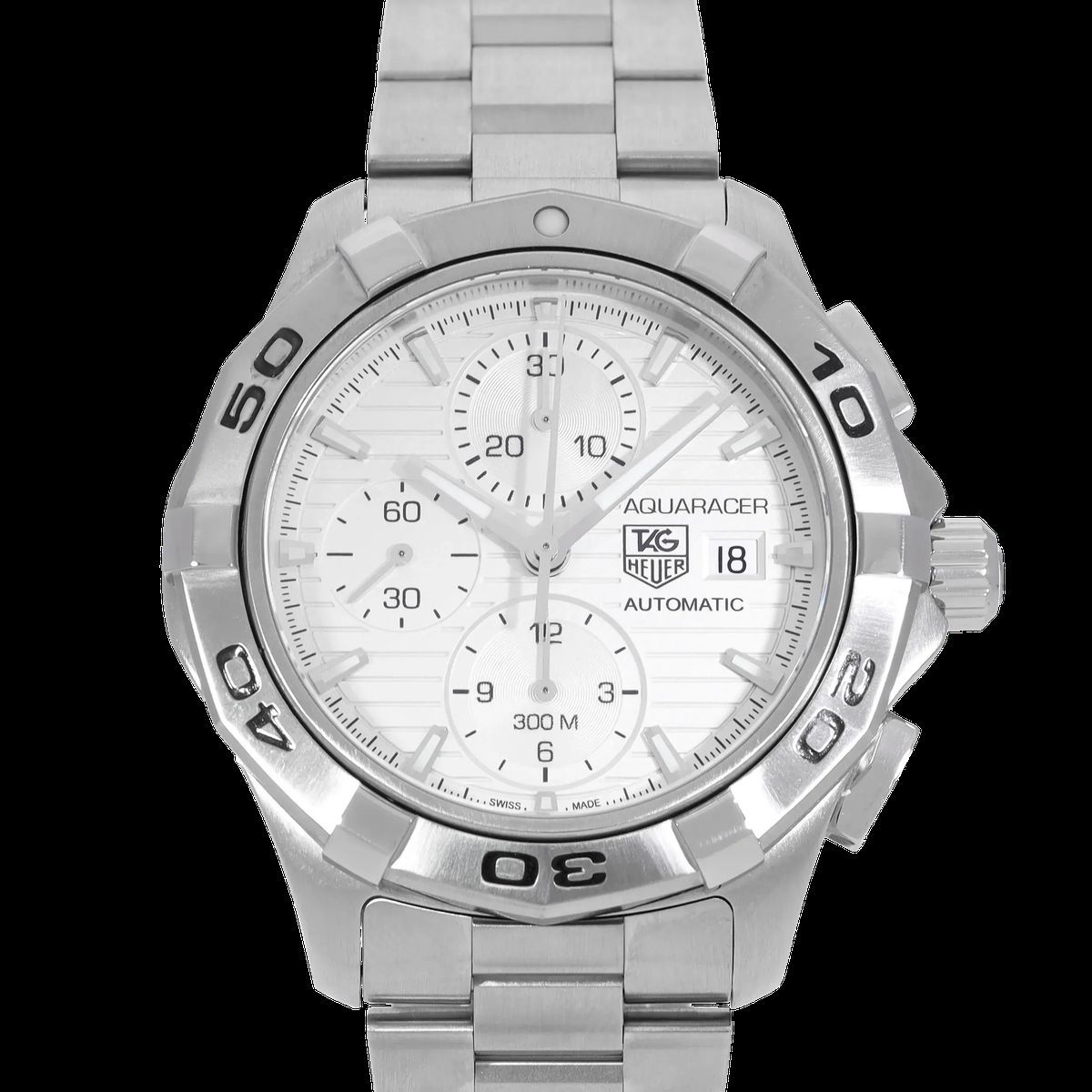 Weißes Zifferblatt Chronograph aus Edelstahl