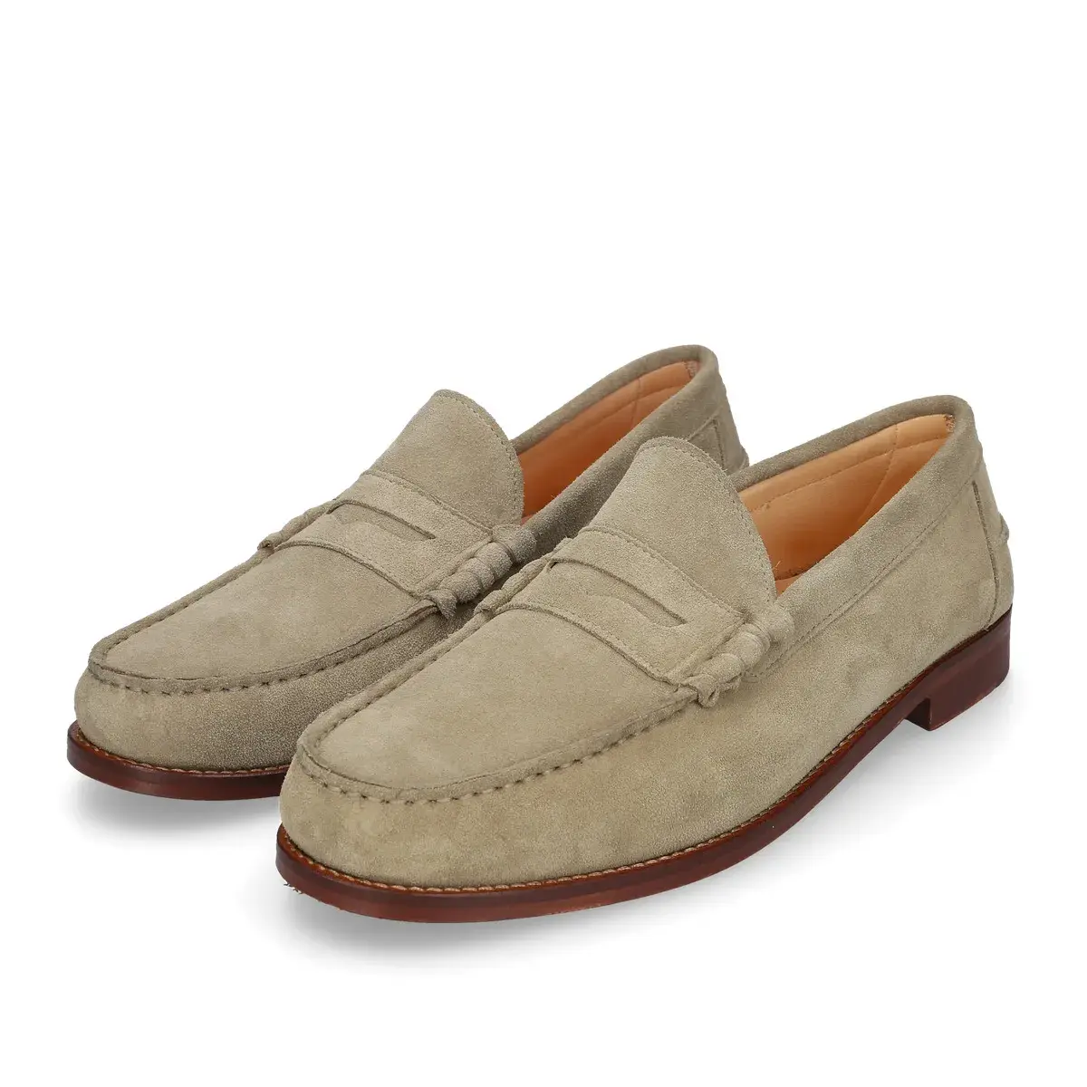 Beige Wildleder Penny Loafers